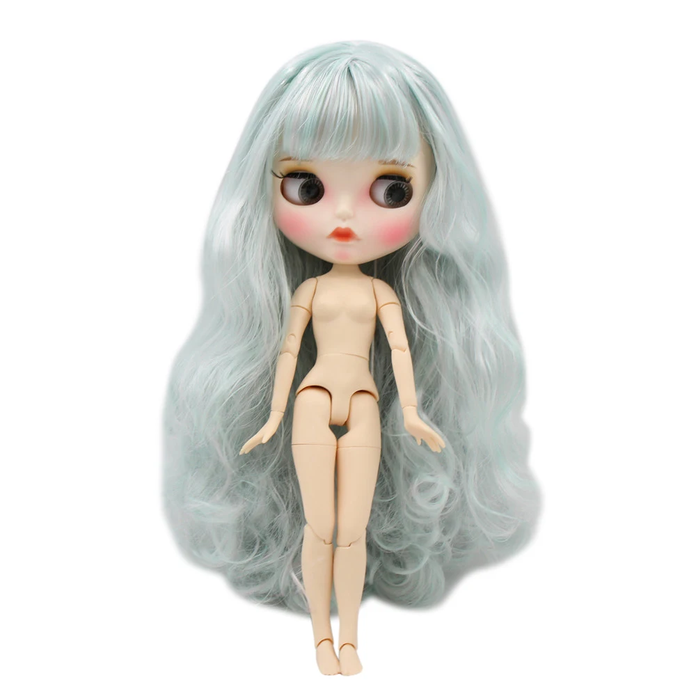 1/6 Blyth кукла белая кожа сустава бодиуайт смешанный с длинными кудрявыми волосами резные губы мате лицо с бровями. No. BL4006105