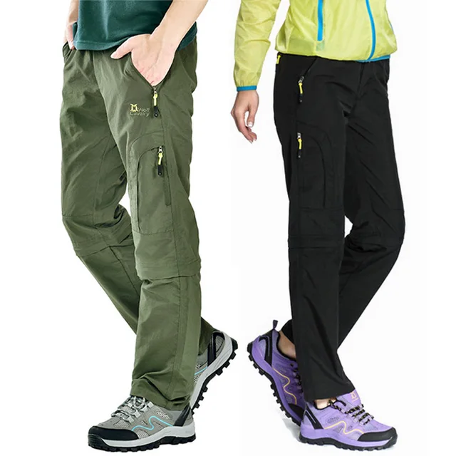 Nylon Breathable Removable Waterproof Hiking Pants Women Men Quick Dry