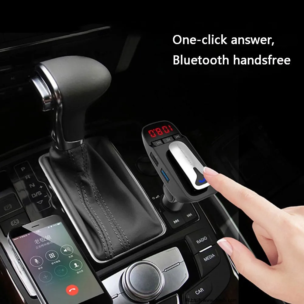 Bluetooth беспроводной автомобильный fm-передатчик MP3-плеер громкой связи автомобильный комплект USB зарядное устройство ЖК-дисплей Поддержка TF карта Автомобильный fm-модулятор