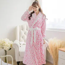 Женский длинный халат длиной до щиколотки, плюшевый халат в горошек для взрослых, Женская Хлопковая пижама, зимняя Пижама с оборками, пижама банный халат, халаты