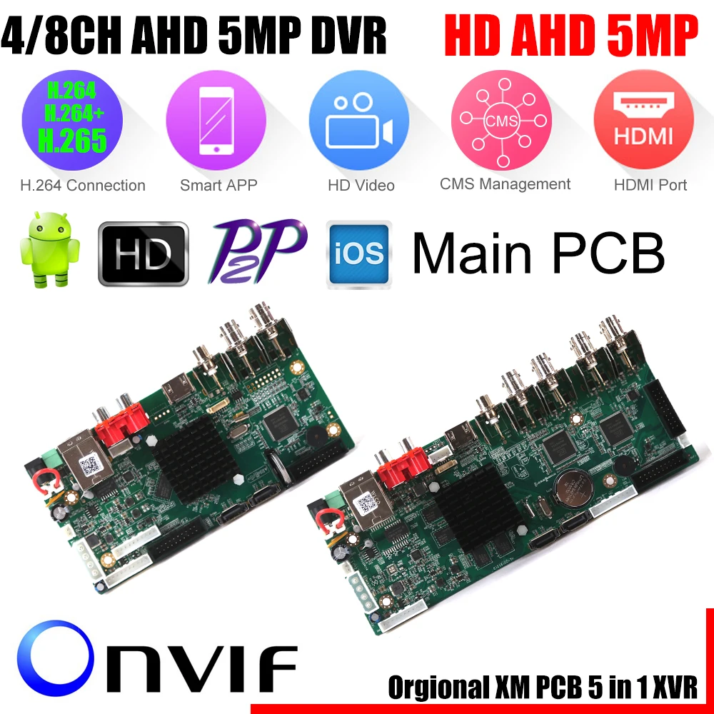Камера видеонаблюдения DVR 4CH8CH AHD 5MP 4MP 3MP 1080P H.264 гибридная плата для аналоговой ip