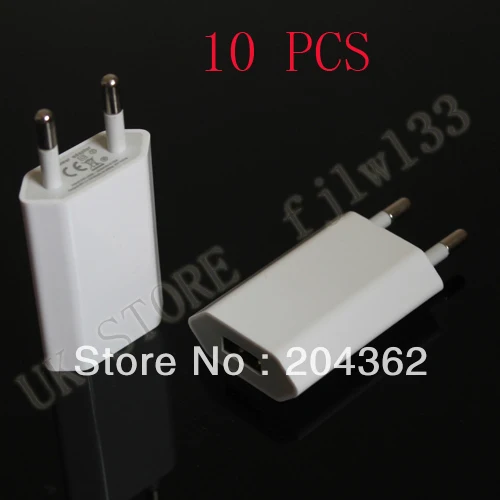 10 PCS EU Plug USB AC Power Adapter Wall Charger For iPhone 5 4 4G 4S 3G 3Gs iTouch WHITE | Мобильные телефоны и