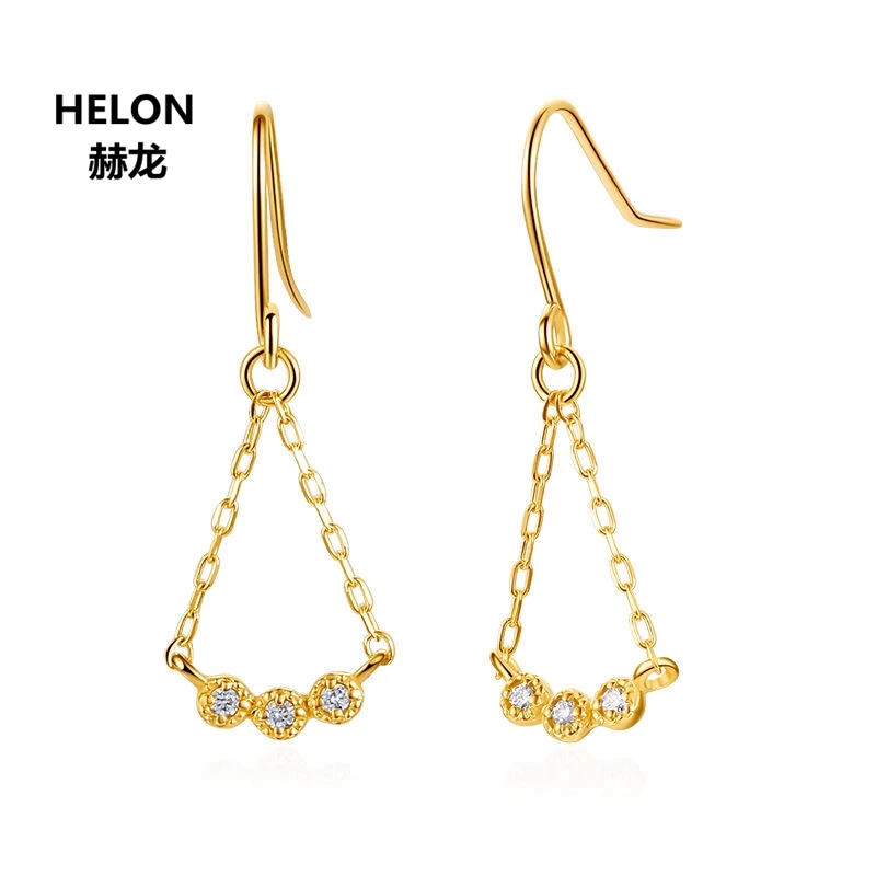 

Solid 18k Yellow Gold SI/H Natural Diamonds Women Drop Earrings Engagement Wedding Fine Hook Earrings
