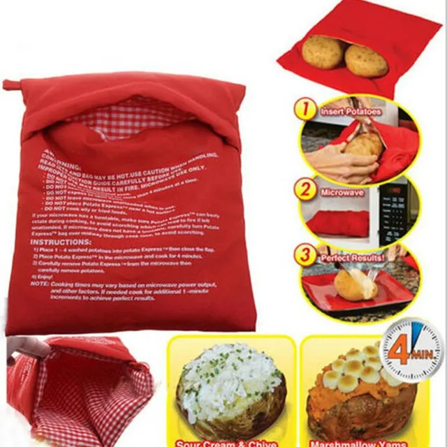 Red Potato Bag Microwave Potatoes Baking Cooker Washable Red Potato Bag Microwave Potatoes Baking Cooker Washable Baked Rice Pocket Easy