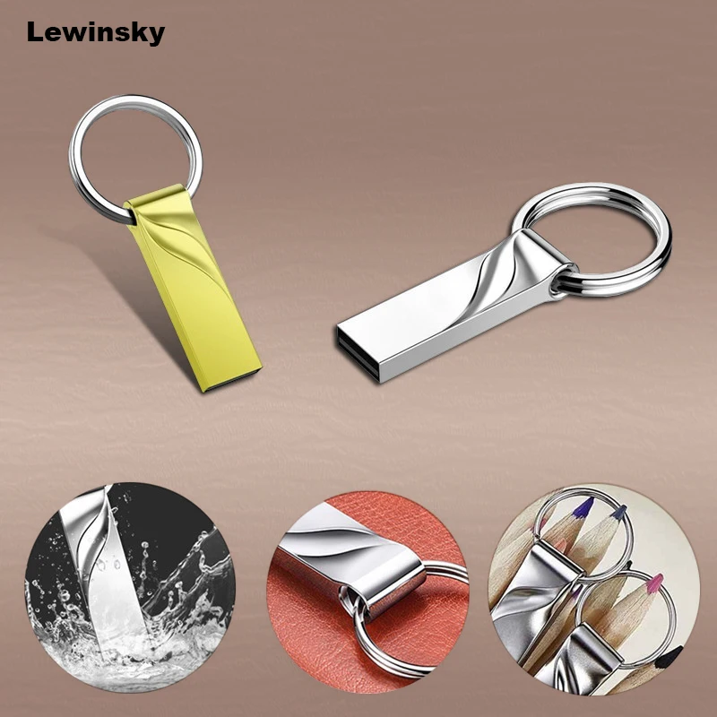 2 0 Водонепроницаемый Флешка 32 Гб 64 128 ГБ 8 16 USB флеш накопитель Memoria Metal Stick