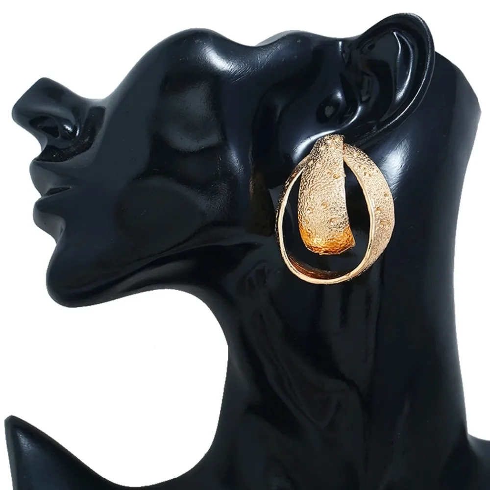

2019 New Fashion Big Silver Gold Statement Drop Earrings For Women Party Jewelry Abstract Art Dangle Earring