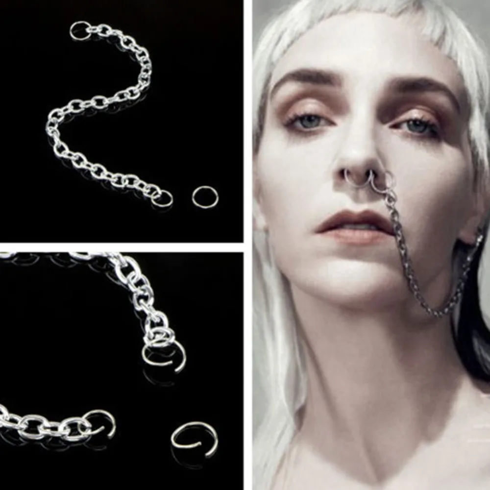 

1Pc New Design Summer Style Fake and Studs Earring Chain Gold Hoop Fake Septum Piercing For Women Jewelry