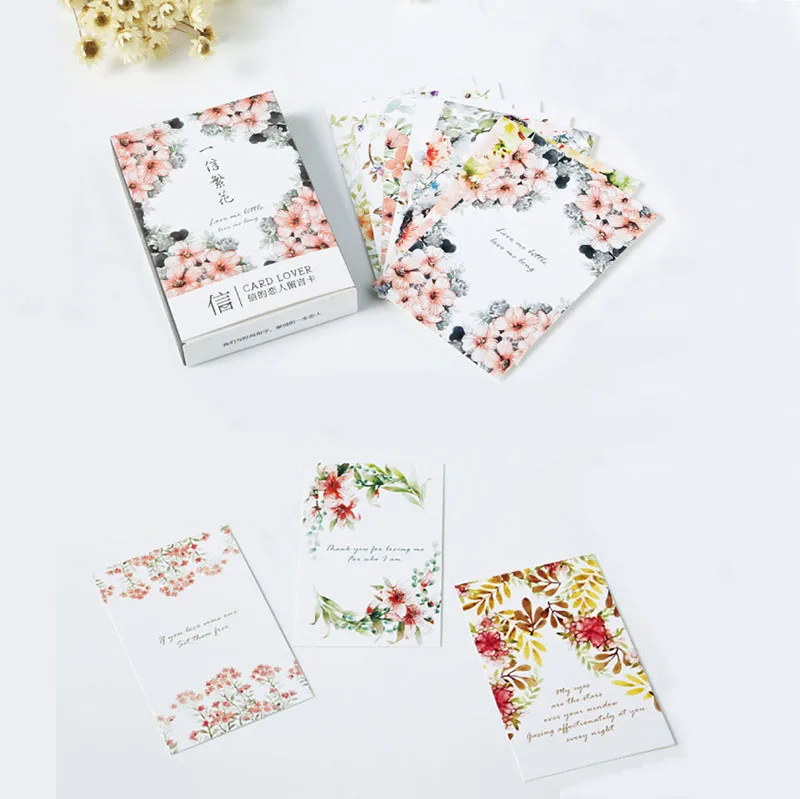 

New 28pcs/pack Elegant Flowers Creative Small Cards Greeting Card Postcards Holiday Universal Diy Invitations Message Card