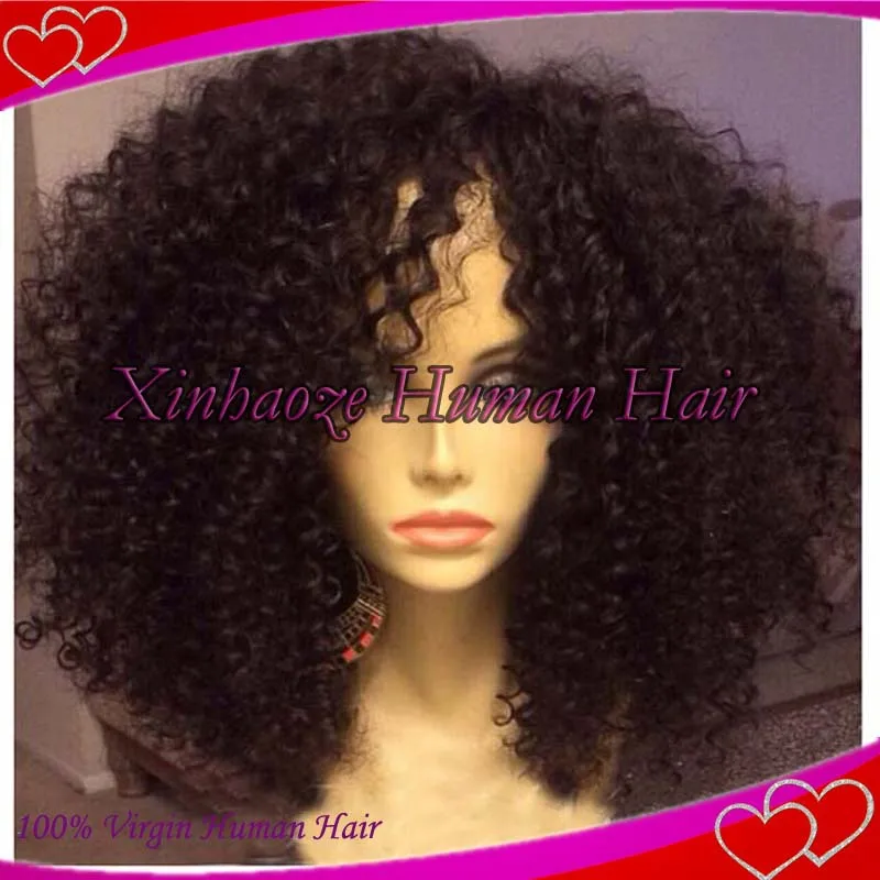 Cheap Afro Kinky Curly Wig For Black Women Human Hair Full Lace Wigs