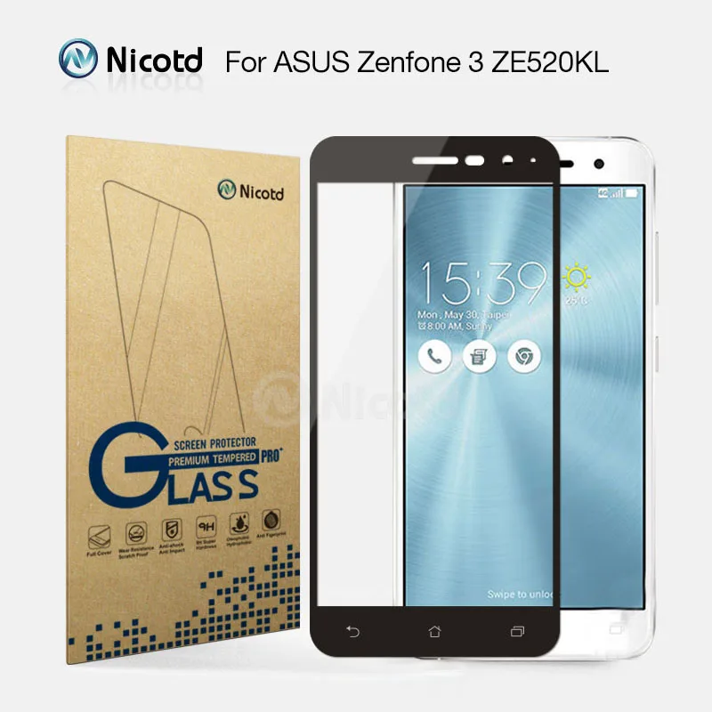 

Nicotd Full Cover Tempered Glass For Asus Zenfone 3 ZE520KL Screen Protector Protective glass Film For Zenfone3 ZE520KL 2.5D