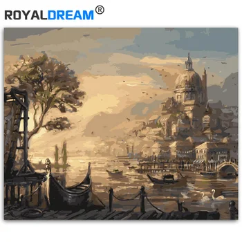 

ROYALDREAM Water Castle DIY Painting By Numbers Acrylic Paint By Numbers HandPainted Oil Painting On Canvas For Home Deco