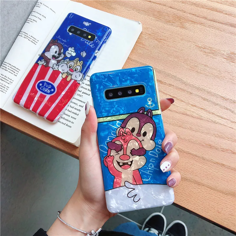 

HYSOWENDLY Cute Cartoon Chip and Dale Mickey Phone Cases for Samsung S8 S9 S10 Plus Ultra Thin Silicone Soft IMD Covers Note 8 9