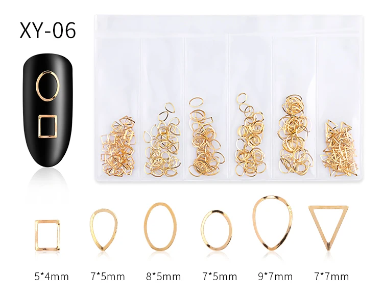 1 упаковка, Смешанные 3D украшения для ногтей, украшения для ногтей, сделай сам, полый металлический каркас, золотая заклепка, аксессуары для маникюра, оболочка, слайдер, шпильки для ногтей