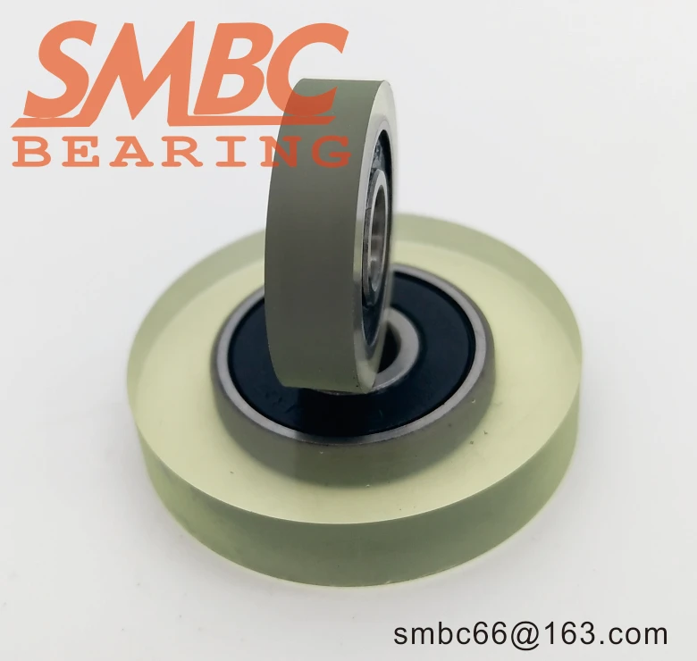 

10pcs TPU [PU605-19RS] 5*19*5 double 605RS ball bearing big bag flat type TPU PU bearing roller wheels rubber pulley