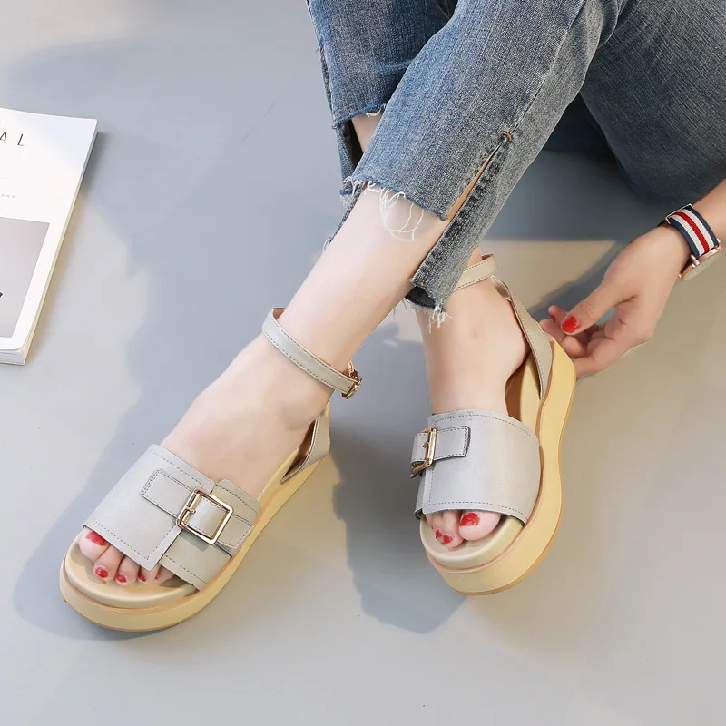 

Women Sandals 2019 New Female Shoes Woman Summer Wedge Comfortable Sandals Ladies Slip-on Flat Sandals Women Sandalias