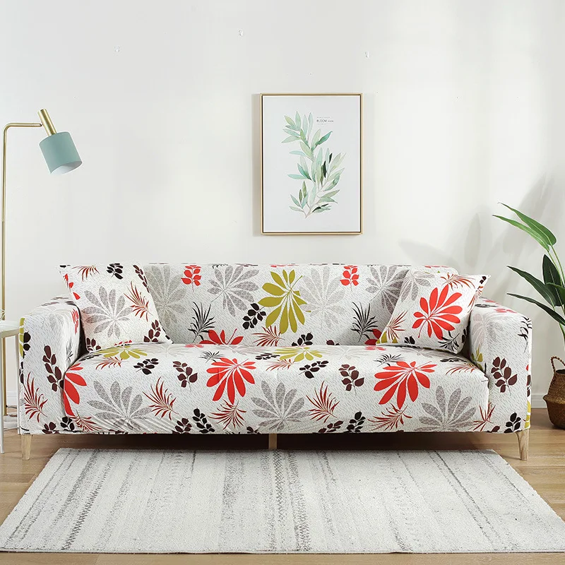 

Modern Simple Anti Slip Slipcover 1Pc Cute Polyester Sofa Cover Furniture Protector Removable Floral Printed Stretch Couch Cover