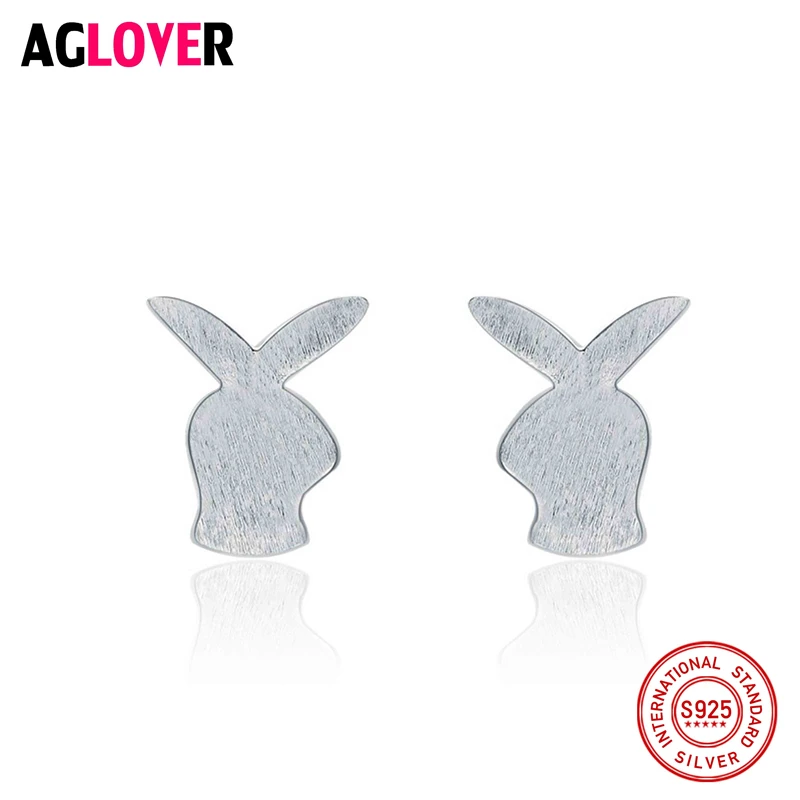 

AGLOVER 100% 925 Sterling Silver Easter Day Gift Cute Rabbit Small Stud Earrings for Women Sterling Silver Jewelry Bijoux