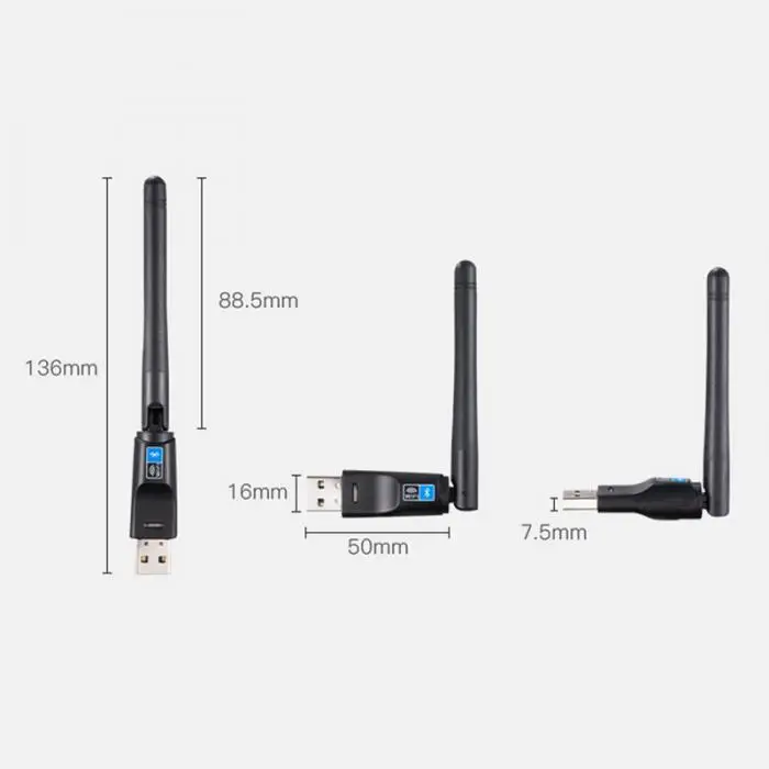 Мини беспроводной USB адаптер 150 Мбит/с антенна 802.11b/n/g 2 в 1 WiFi Bluetooth 4,0 приемник для компьютера ПК EM88