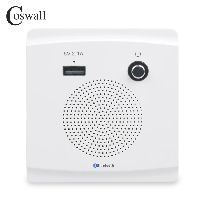 COSWALL Wall Embedded Wireless Bluetooth Speaker With USB Charger Port For Mobile 5V 2.1A Power Output With LED Indicator