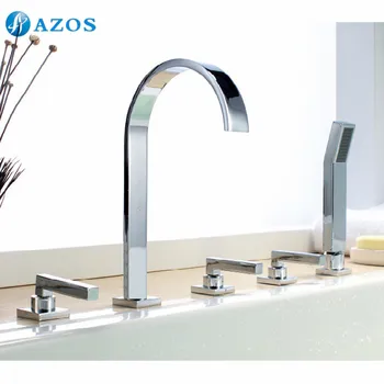 

Bathtub Shower Faucets Chrome Polish Bathroom Suana 5pc Sets Showerhead,Diverter,Two Handles,Shower Hose,Waterfall Spout YGWJ058