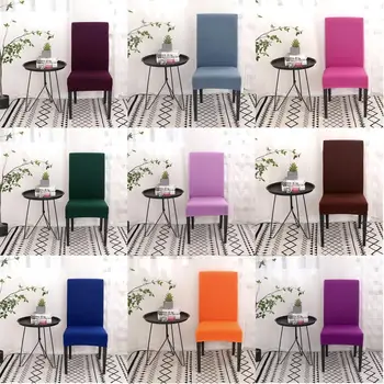 

4/6pcs Polyester Fiber Chair Cover Slipcovers Stretch Removable Dining Seat Chair Covers Hotel Banquet Seat Covers Solid Color