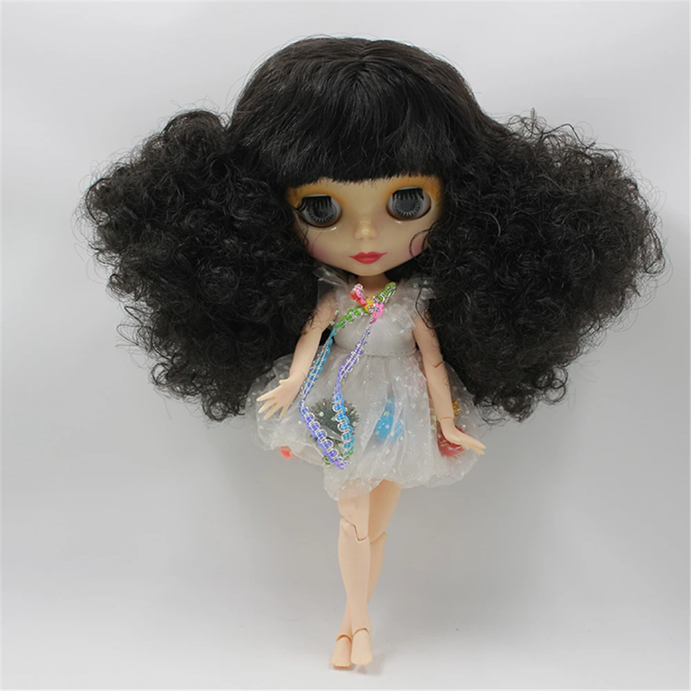 

nude Blyth doll Black Wild Curl-Up With Bangs Joint Body 4 Colors Big Eyes Suitable DIY makeup doll toys