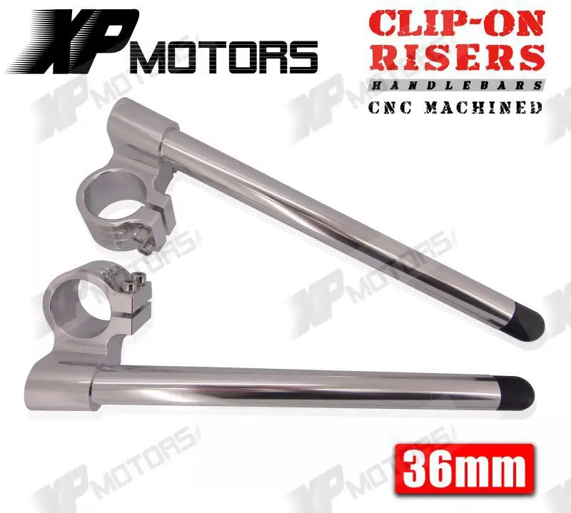 

New CNC 1" Riser Clip-On Higher Clipons Handlebar Universal Fit 36mm Forks Fits For CAFE RACER Silver