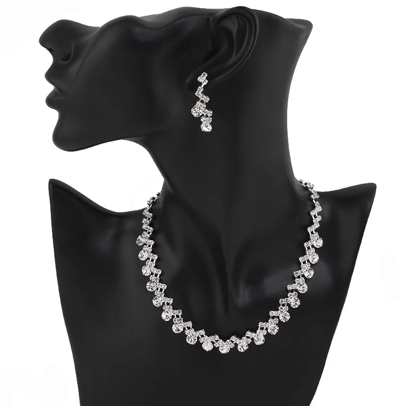 TREAZY дизайн свадебные комплекты ювелирных изделий для женщин горный хрусталь кристалл ожерелье серьги Свадебные украшения наборы свадебные аксессуары
