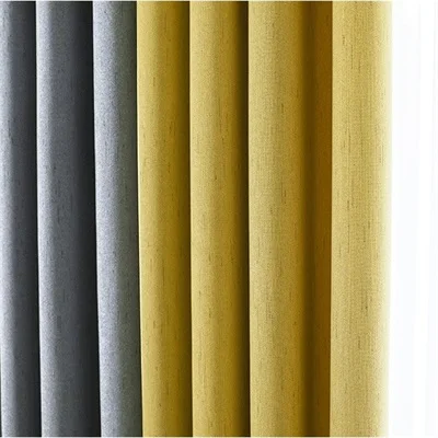 Высококачественная однотонная шовная затемненная оконная занавеска, льняная ткань для гостиной, спальни, высокое затенение, украшение для дома 205#4 - Цвет: Yellow -Gray