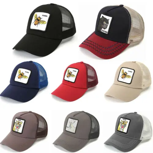 

2019 Fashion Embroidery Mesh Baseball Cap Unisex Bee Tiger Animals Caps Women Men Snapback Cap Dad Hat Summer Adjustable Hats