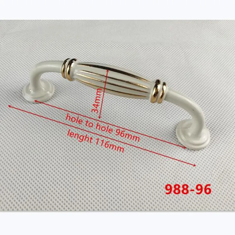 

Zinc Alloy white+gold Cabinet Handles American style Kitchen Cupboard Door Pulls Drawer Knobs Fashion Furniture Handle B-988-96