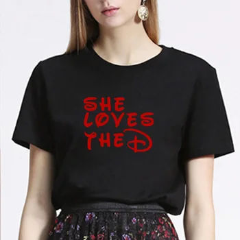 

ONSEME She Loves The Funny Letters Print top female T-shirt Cotton Hip Hop t shirt Summer Short Sleeve T-shirts for women Q-397