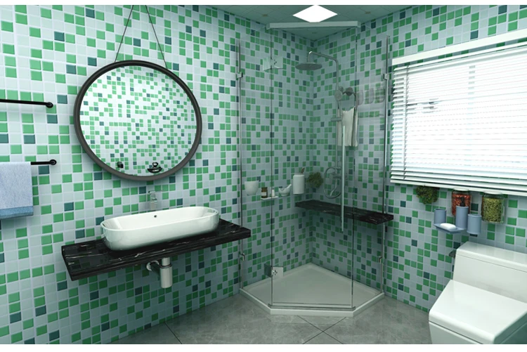 Bathroom Waterproof Mosaic Wall Stickers Kitchen Oil Proof Decoration Wallpaper Bath Toilets Self Adhesive Tiles Decorative Film