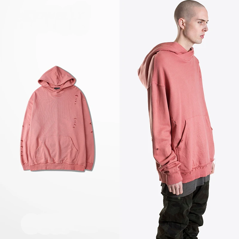 Autumn High Street Men Loose Hole Hooded Hoodie Tide Tide Casual Baseball Wear Jacket Tops Retro