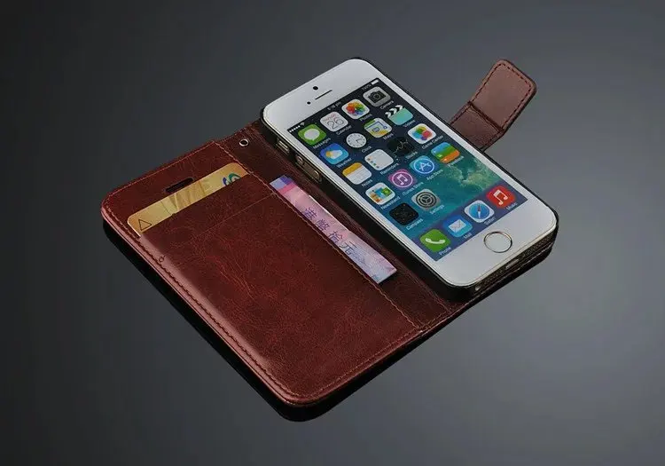 2017 New arrival! With Stand Holder Luxury flip leather Wallet Case For iPhone 5 +Card Slot Free shipping with gift | Мобильные