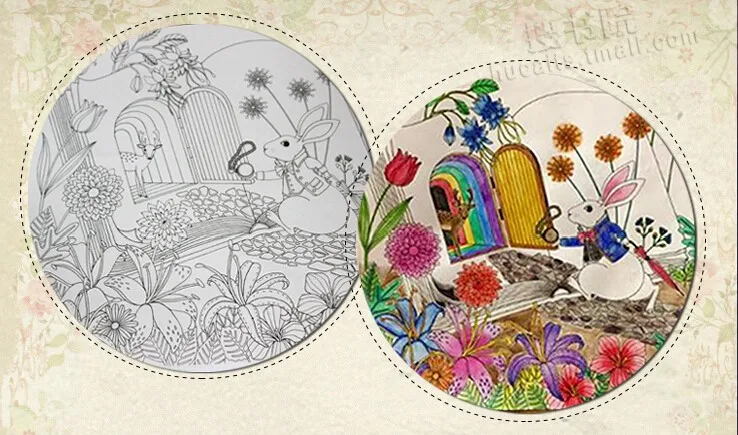 New Fantasy Dream Based On Alice In Wonderland Inky Hunt Coloring Book Children Adult Kill Time Graffiti Painting Drawing Books From Office School
