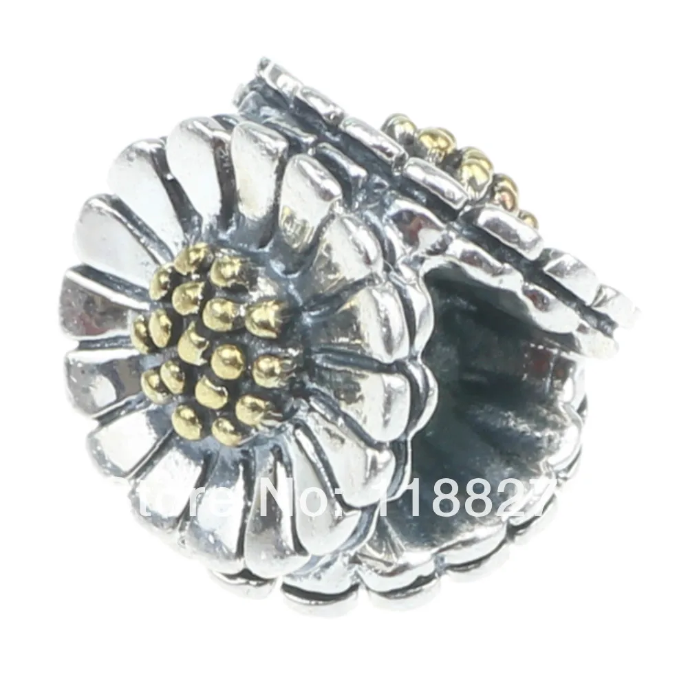 

925 Sterling Silver Charm Beads Sunflowers European Style Fit Snake Chains& Bracelet DIY