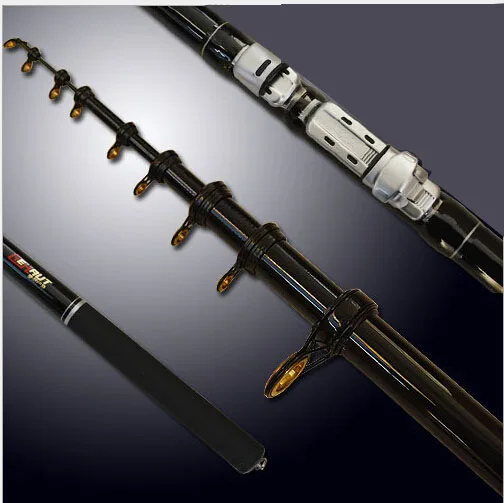 Cheap 2pcs/lot  telescopic Carbon fishing rod 4.5m hand fishing tackle sea rod for rock fishing 5section,110g telescopic fishing pole