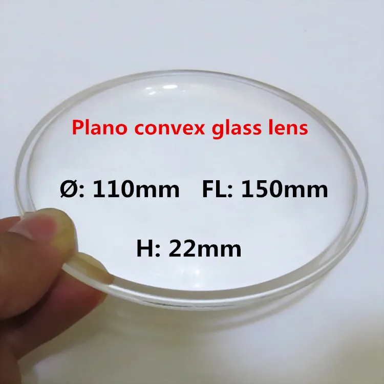 

Plano convex car lens 110mm diameter 150mm focal length High borosilicate glass lens