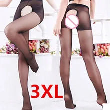 Размера плюс 3XXXL женские длинные сексуальные колготки чулки колготки открытый промежность Дамское белье колготки высокие чулки большой размер для женщин