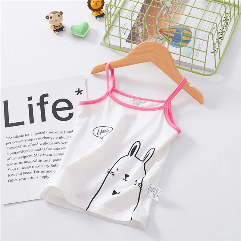 

Children's Girls Sleeveless Sling Vest Candy Color Cartoon Print T-shirt Toddler Baby Summer Undershirt Tops Clothes 18M-6Y A20