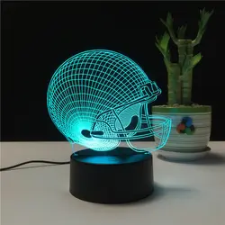 3D светодио дный LED настольная лампа ночник шлем со светом дизайн светодио дный USB Иллюзия освещение для детей спальня Свадебные украшения