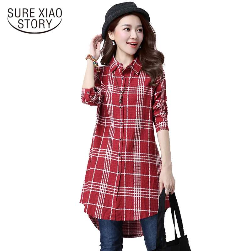 

2019 New Autumn Korean Women Shirt Lattice Print Blouse Women Casual Tops Loose Plaid Shirt Ladies Clothing Top Blusas C967 30