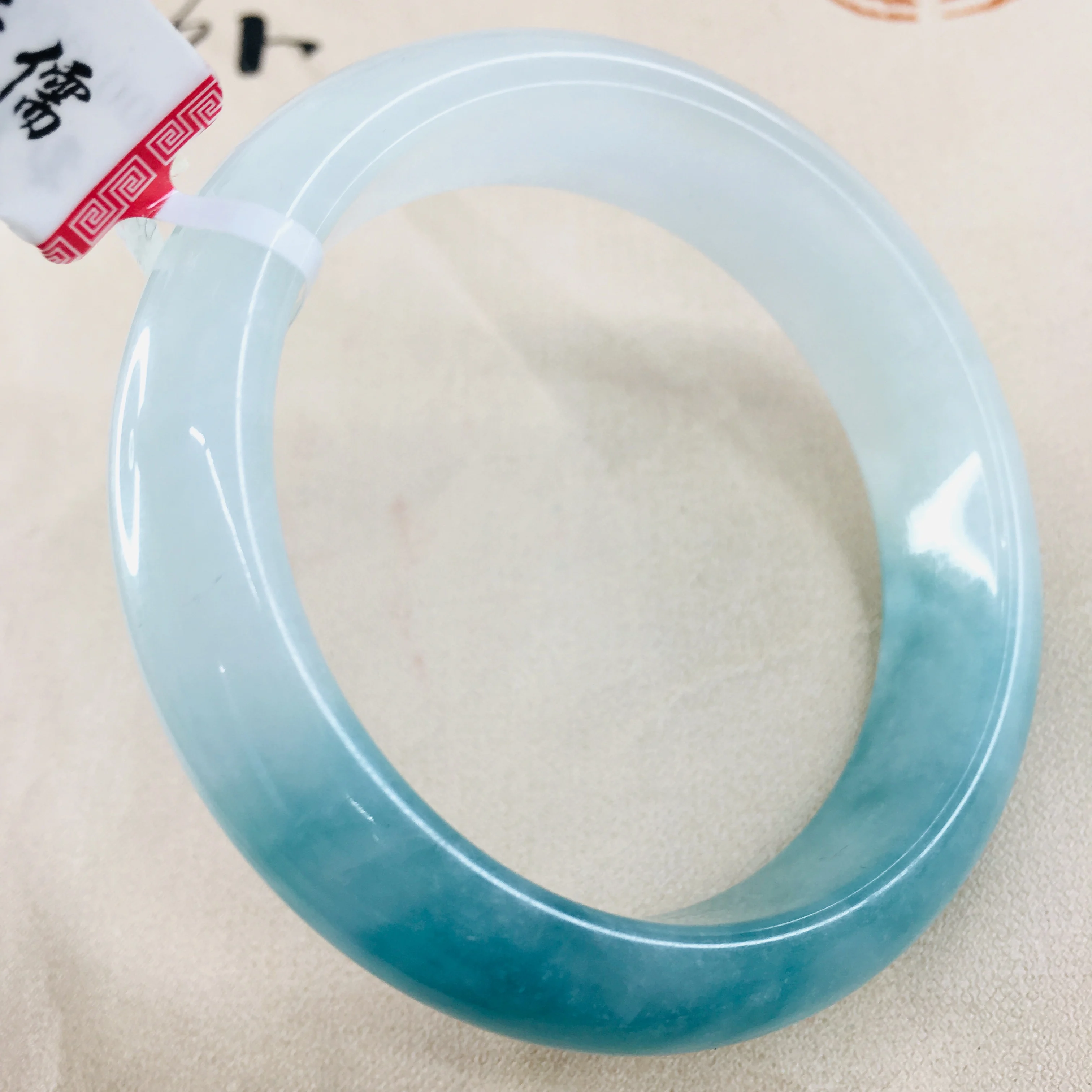 Zheru ювелирные изделия чистый натуральный жадеитовый браслет из натурального прозрачного камня нижней голубой воды 54-62 мм двойной цвет женский нефритовый браслет отправить Certifi