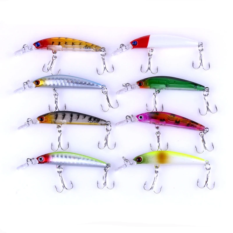 1pcs Minnow Fishing Lures 8 color fishing Bait Bass 7cm/4g fishing Tackle Transparent laser