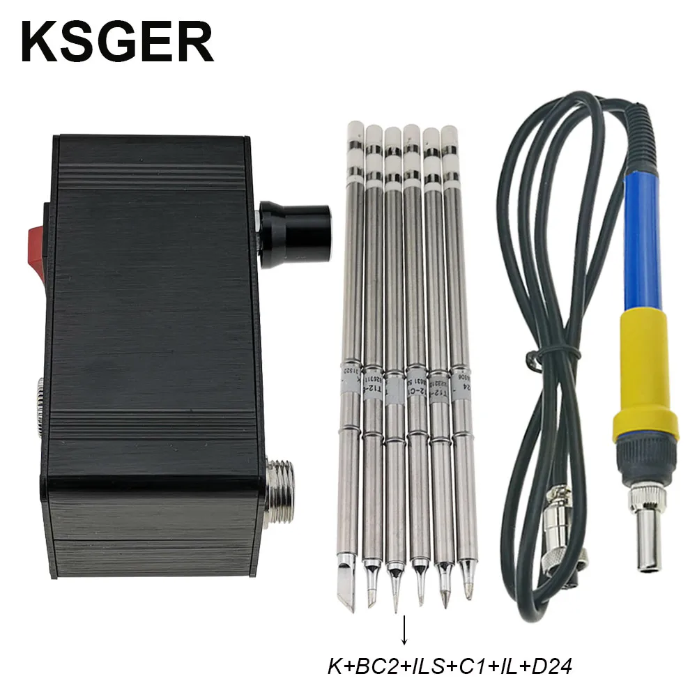 KSGER мини T12 паяльная станция DIY STM32 OLED V2.01 контроллер 907 ручка алюминиевый сплав чехол наборы сварочные инструменты T12 наконечники для железа - Цвет: sets 7