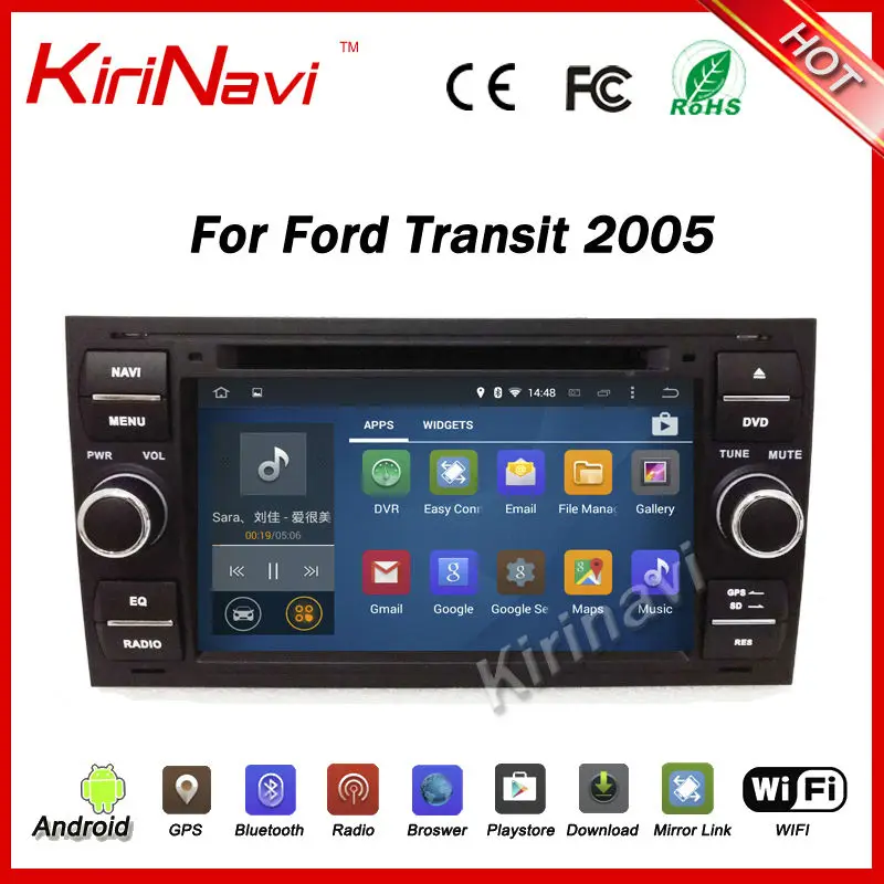 Best KiriNavi Android 7.1 car dvd player for ford transit 2005 car radio gps navigation dvd stereo audio player WIFI 3G playstore 5