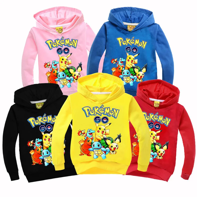 Весенне-осенний свитер для мальчиков; хлопковые детские толстовки с рисунком Покемон го Пикачу; Одежда для девочек; детская футболка с длинными рукавами; футболки