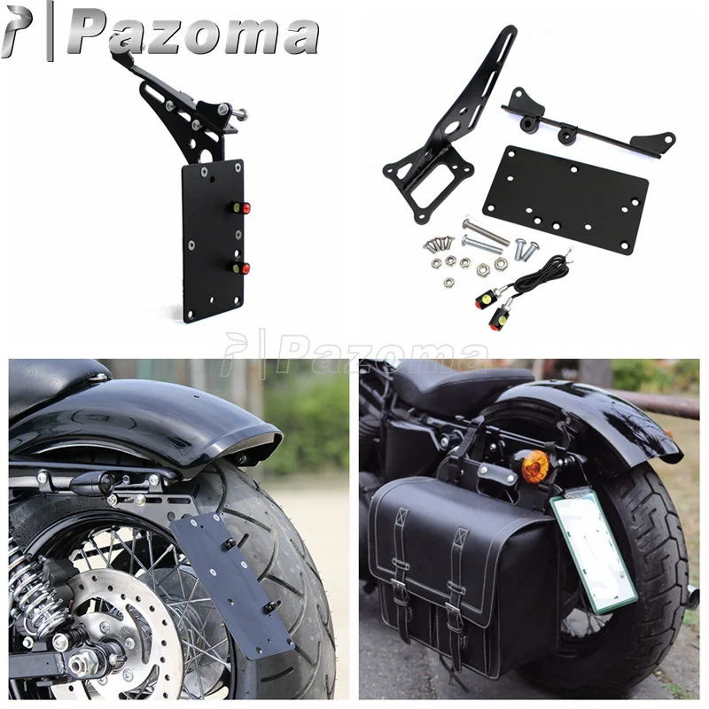 Support de plaque d'immatriculation arrière à DEL de moto pour Harley Support de plaque d'immatriculation arrière à DEL de moto pour Harley