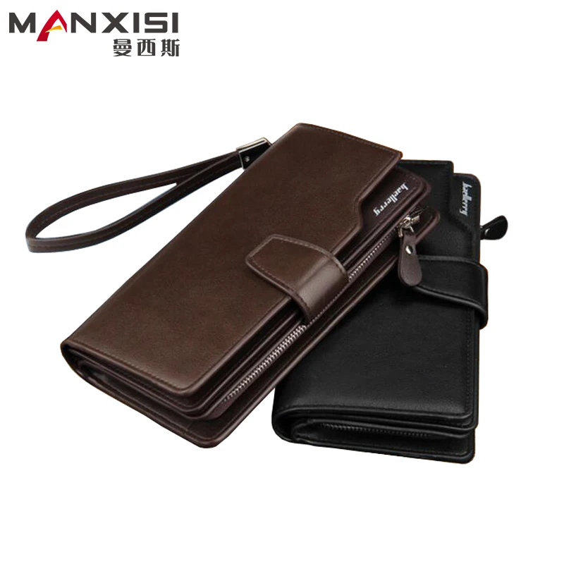 New Men's Wallet Leather Genuine Baellerry Brand Business Long Wallet Male Clutch Bag Designer Mobile Pouch Brown Baelerry Purse